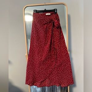 Red Polka Dot Wrap Skirt